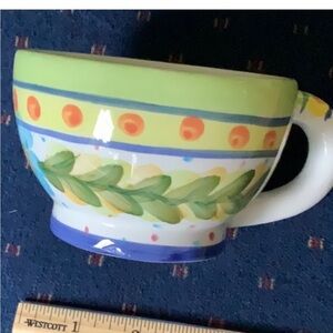 Colorful Glazed Ceramic Mug with Leaf Design
